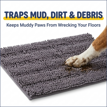 Muddymats® StripeMax Dog Floor Mat for Muddy Paws – Thick Plush Striped Chenille Muddy Carpet®, Super Water Absorbent Microfiber, Quick Dry, Slip Resistant Washable Indoor Mat
