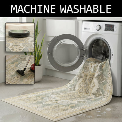 Muddy Carpet Monarch Washable Area Rugs for Living Room, Bedroom & Dining Room – Modern Soft Low Pile Non Slip Carpet – Pet Friendly Waterproof Foldable Rugs for Home