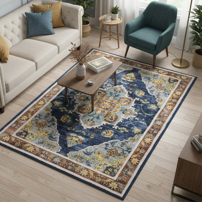 Muddy Carpet Mosaic Washable Area Rugs for Living Room, Bedroom & Dining Room – Modern Soft Low Pile Non Slip Carpet – Pet Friendly Waterproof Foldable Rugs for Home