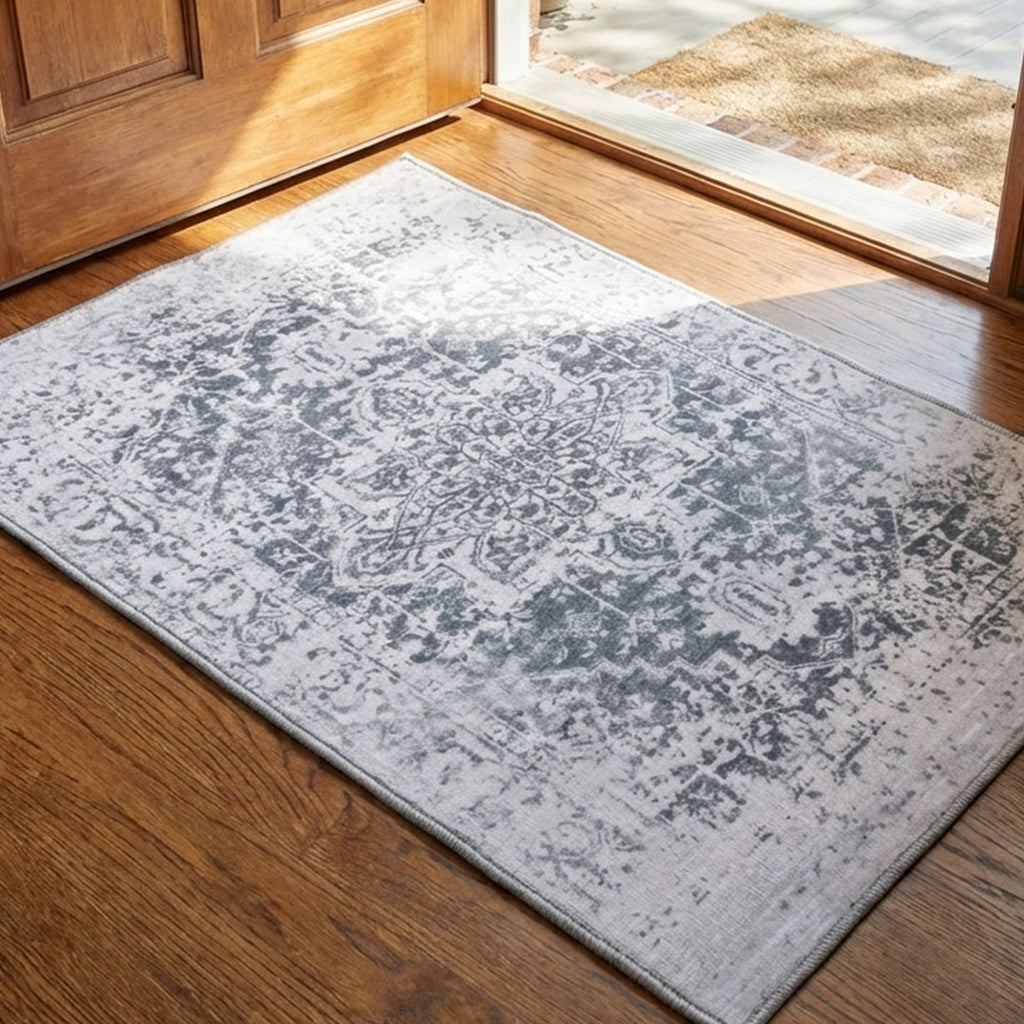 Muddy Carpet Frostbell Washable Area Rugs for Living Room, Bedroom & Dining Room – Modern Soft Low Pile Non Slip Carpet – Pet Friendly Waterproof Foldable Rugs for Home