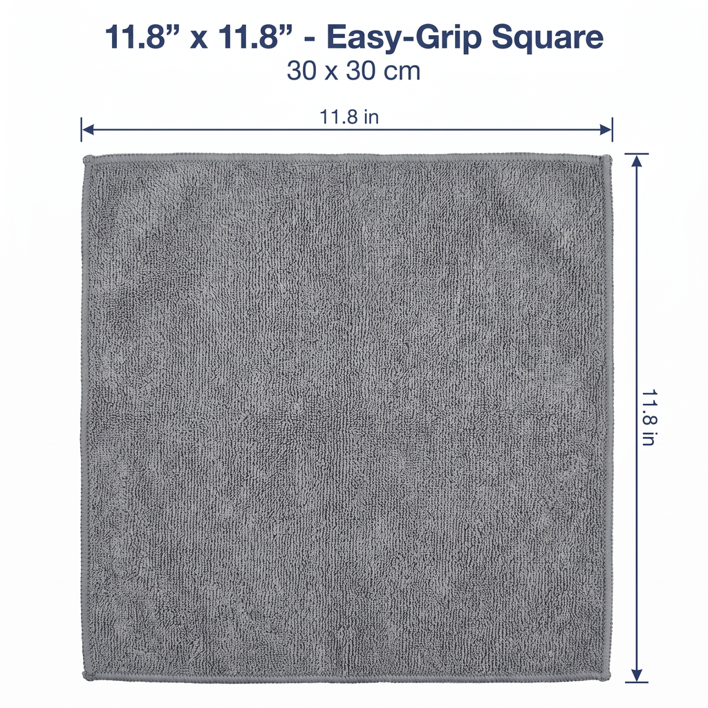 Muddymats® Kitchen Towels 3 Pack - Super Absorbent Microfiber Dish Cloths, Quick Dry Soft Cleaning Towels for Dishes, Counters and Spills, Machine Washable, Grey 11.8" x 11.8"