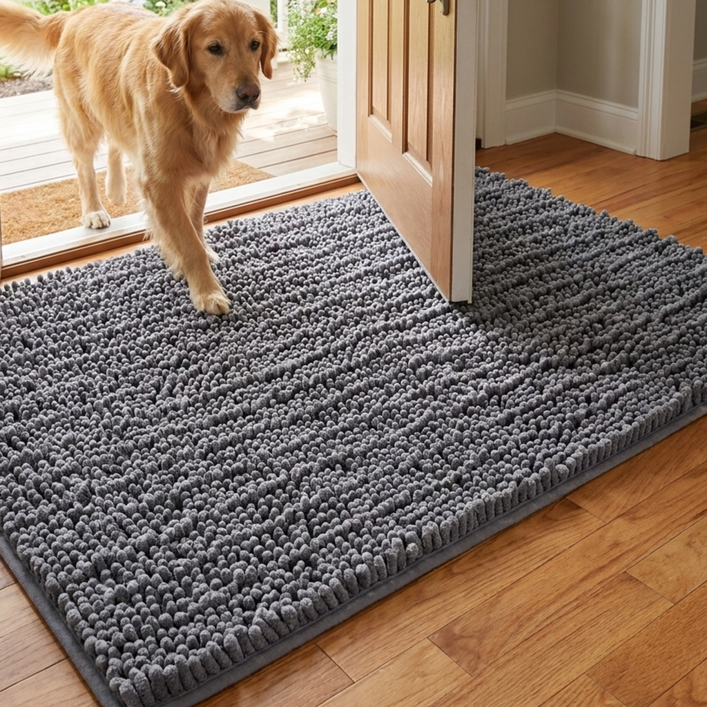 Muddymats® MudMax Dog Door Mat for Muddy Paws – Ultra Water Absorbing Mat Chenille Muddy Carpet® Soaks 5X Water, Microfiber Quick Dry, Slip Resistant Machine Washable Indoor Mat