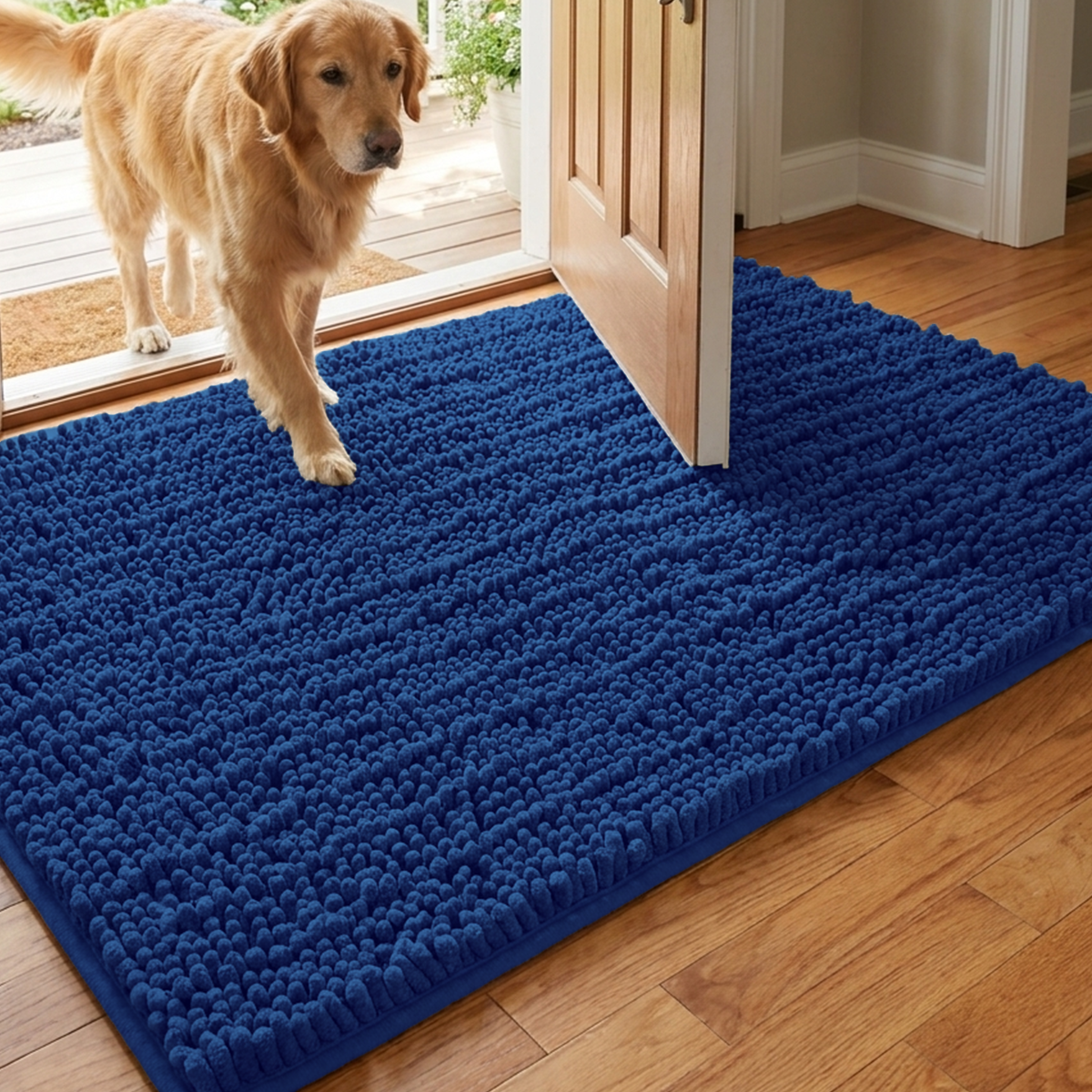 Muddymats® MudMax Dog Door Mat for Muddy Paws – Ultra Water Absorbing Mat Chenille Muddy Carpet® Soaks 5X Water, Microfiber Quick Dry, Slip Resistant Machine Washable Indoor Mat
