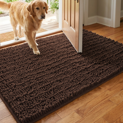 Muddymats® MudMax Dog Door Mat for Muddy Paws – Ultra Water Absorbing Mat Chenille Muddy Carpet® Soaks 5X Water, Microfiber Quick Dry, Slip Resistant Machine Washable Indoor Mat