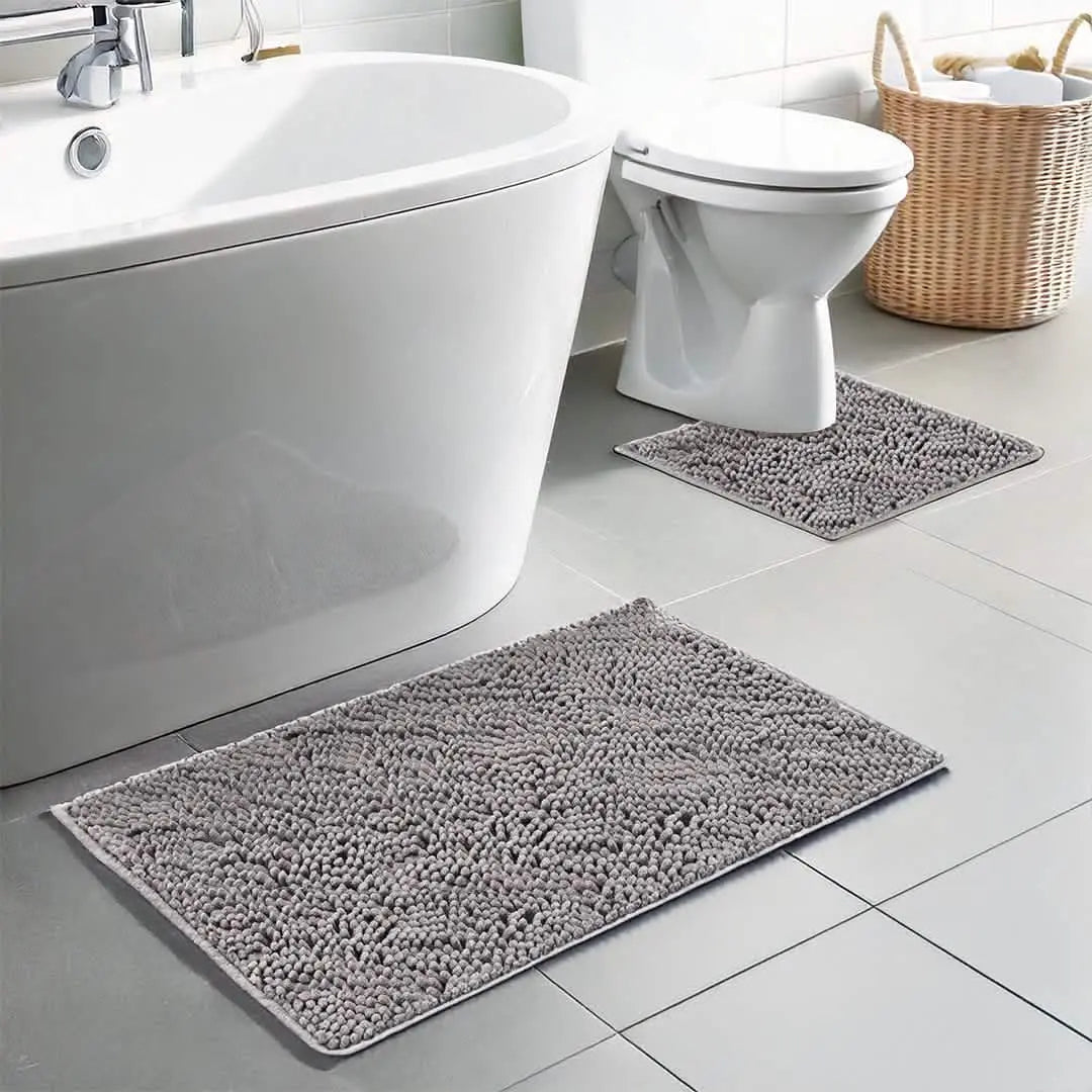 Muddymats® Bathroom Rugs set, Bath Mats (20”x30”) with U Shaped Toilet Mat (20”x20”)