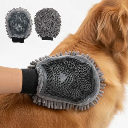Muddymats® Dog Washing Gloves – Dual-Sided Pet Grooming Mitt with TPR Brush & Chenille Microfiber – Dog Wash Mitt for Bathing, Shedding & Hair Removal – Pet Bath Gloves for All Coat Types