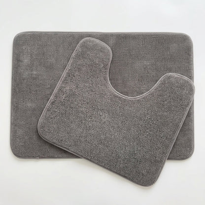 Muddymats® CloudStep Bathroom Rugs 2 Piece Set, Non Slip Bath Mats for Bathroom, Absorbent Memory Foam Chenille, Machine Washable Quick Dry Toilet Rug Set, 20"x30" + 20"x20" U-Shaped