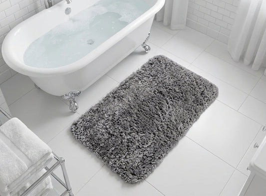 Muddymats® Fluffy Bathroom Rug, Soft Absorbent Microfiber Bath Mat, Non Slip, Quick Dry, Machine Washable for Bathroom Floor, Tub, Shower, Toilet and Sink