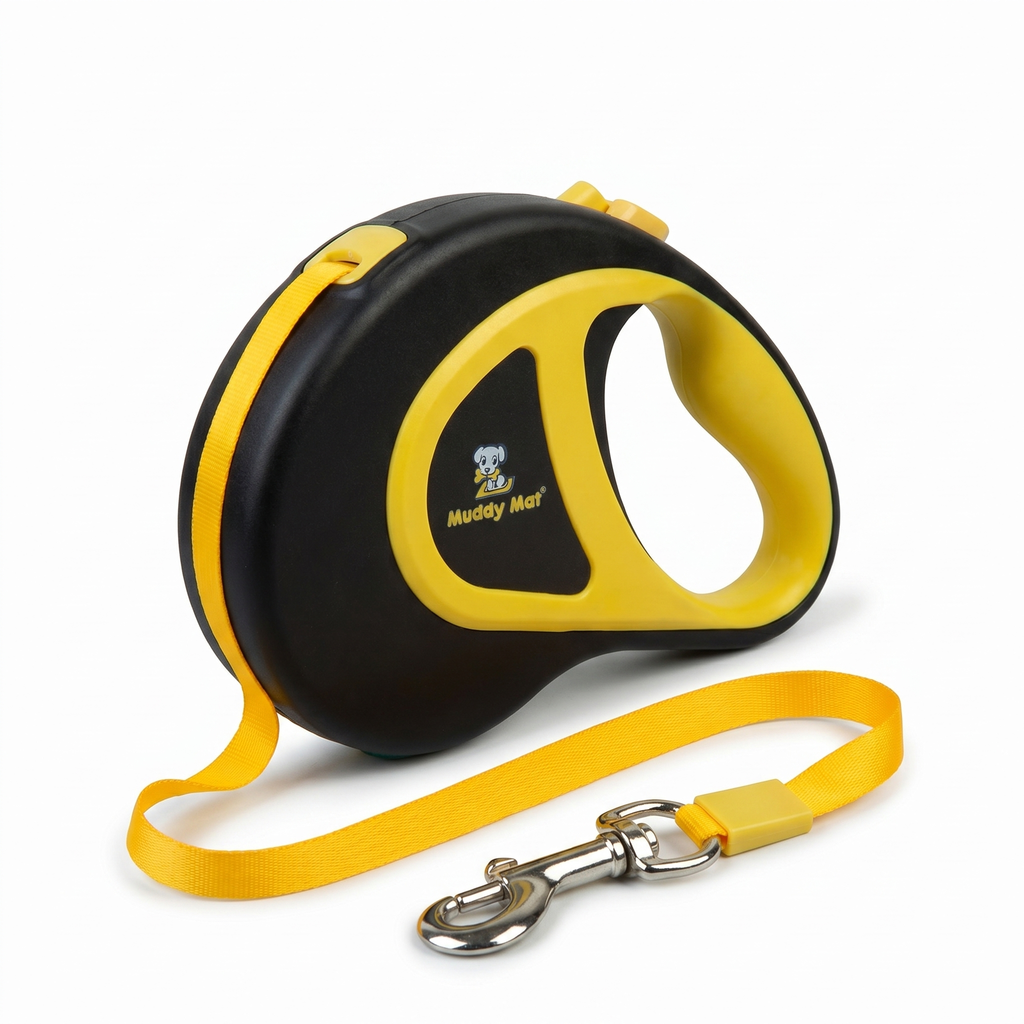 Muddymats® Retractable Dog Leash – 16 ft Heavy Duty Tape Leash for Small & Medium Dogs up to 44 lbs | One-Button Brake, 360° Tangle-Free | Ergonomic Grip
