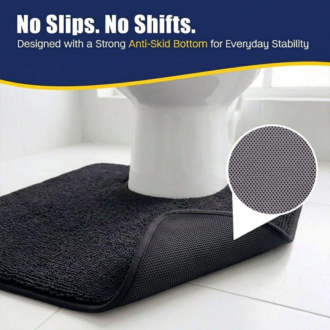 Muddymats® CloudStep Bathroom Rugs 2 Piece Set, Non Slip Bath Mats for Bathroom, Absorbent Memory Foam Chenille, Machine Washable Quick Dry Toilet Rug Set, 20"x30" + 20"x20" U-Shaped