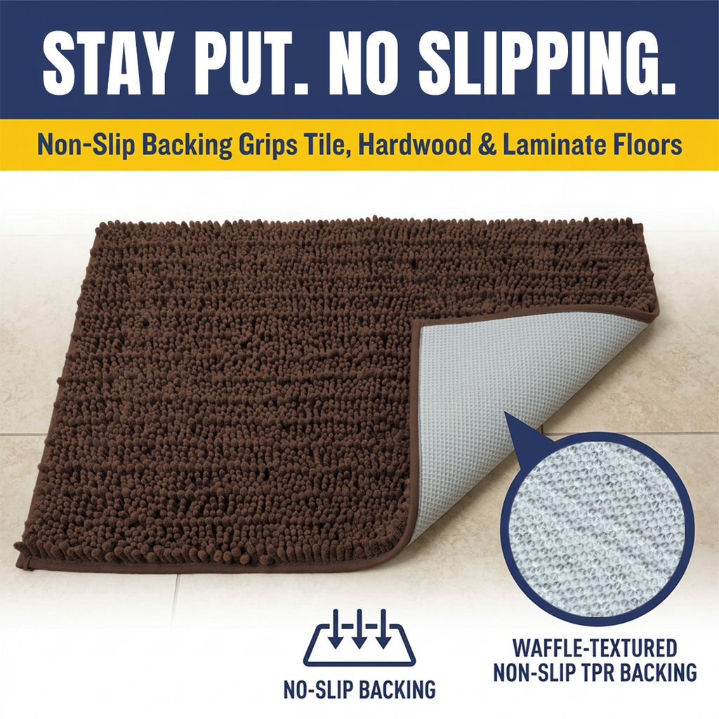 Muddymats® MudMax Dog Door Mat for Muddy Paws – Ultra Water Absorbing Mat Chenille Muddy Carpet® Soaks 5X Water, Microfiber Quick Dry, Slip Resistant Machine Washable Indoor Mat