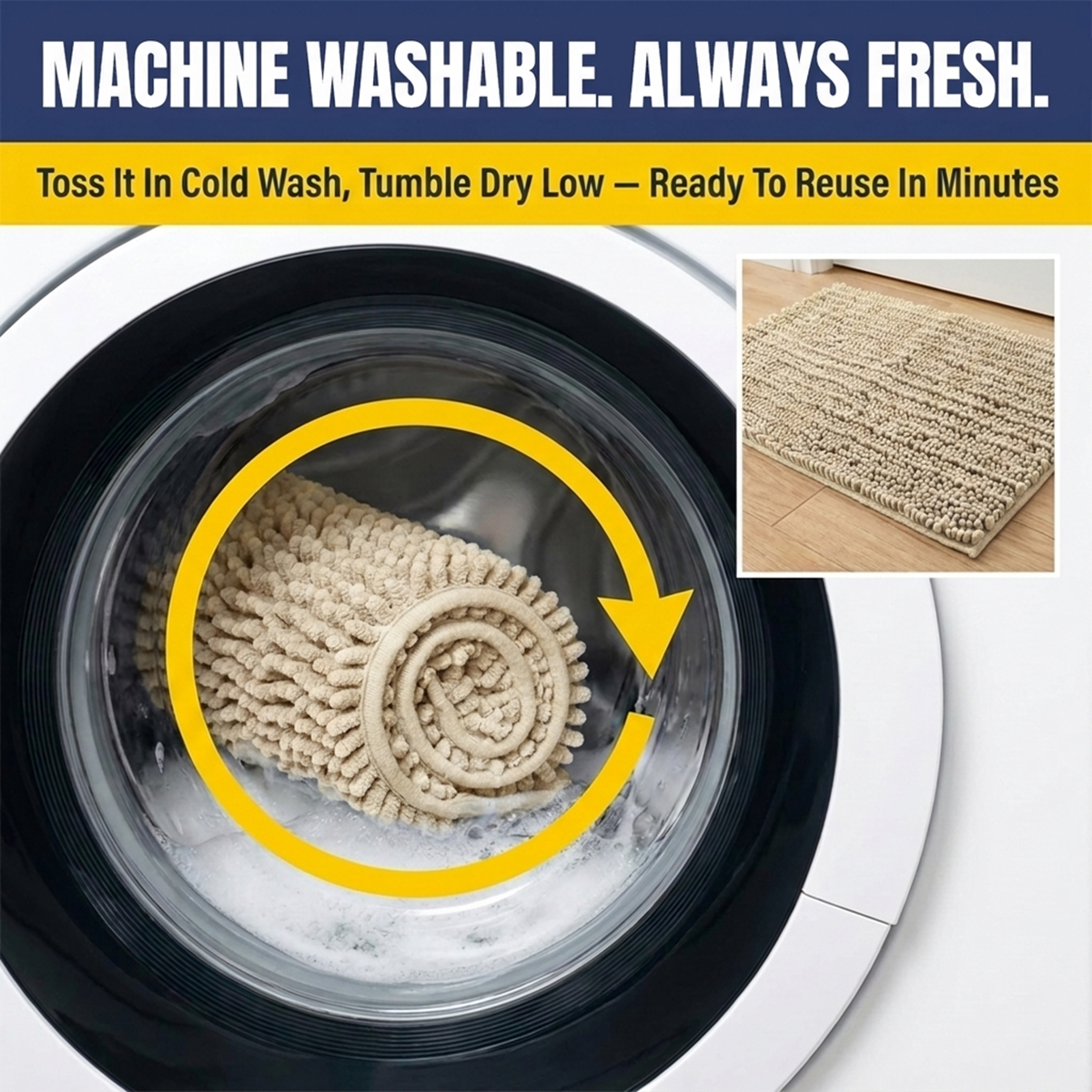 Muddymats® MudMax Dog Door Mat for Muddy Paws – Ultra Water Absorbing Mat Chenille Muddy Carpet® Soaks 5X Water, Microfiber Quick Dry, Slip Resistant Machine Washable Indoor Mat