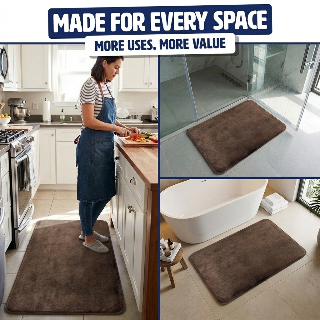 Muddymats® Memory Foam Bath Mat – Velvet Soft Non Slip Bathroom Rugs, Thick Absorbent Bath Rugs, Washable Bath Mat for Bathroom Floor and Shower