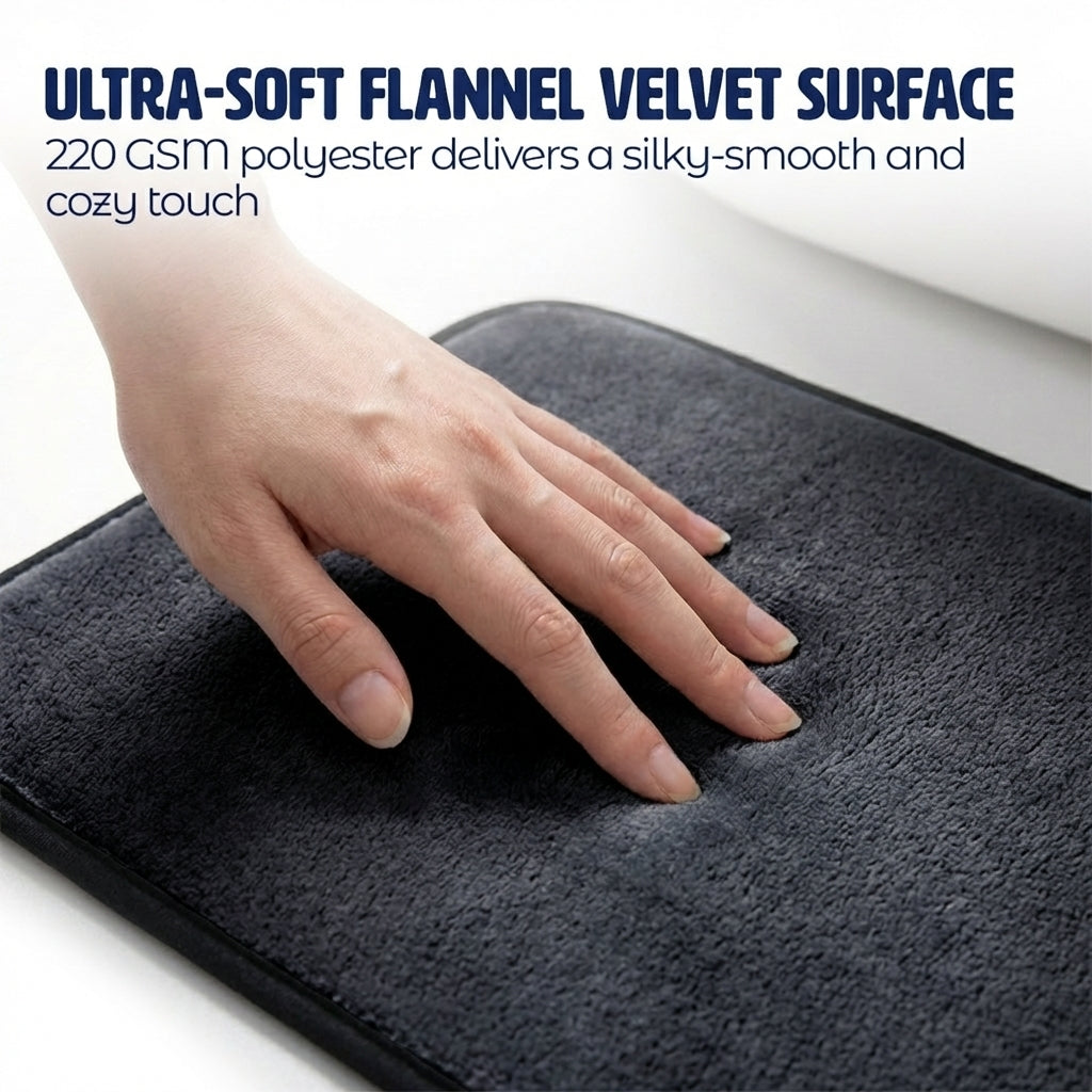 Muddymats® Memory Foam Bath Mat – Velvet Soft Non Slip Bathroom Rugs, Thick Absorbent Bath Rugs, Washable Bath Mat for Bathroom Floor and Shower