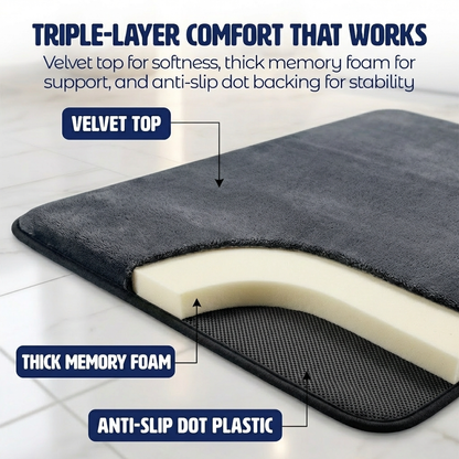 Muddymats® Memory Foam Bath Mat – Velvet Soft Non Slip Bathroom Rugs, Thick Absorbent Bath Rugs, Washable Bath Mat for Bathroom Floor and Shower