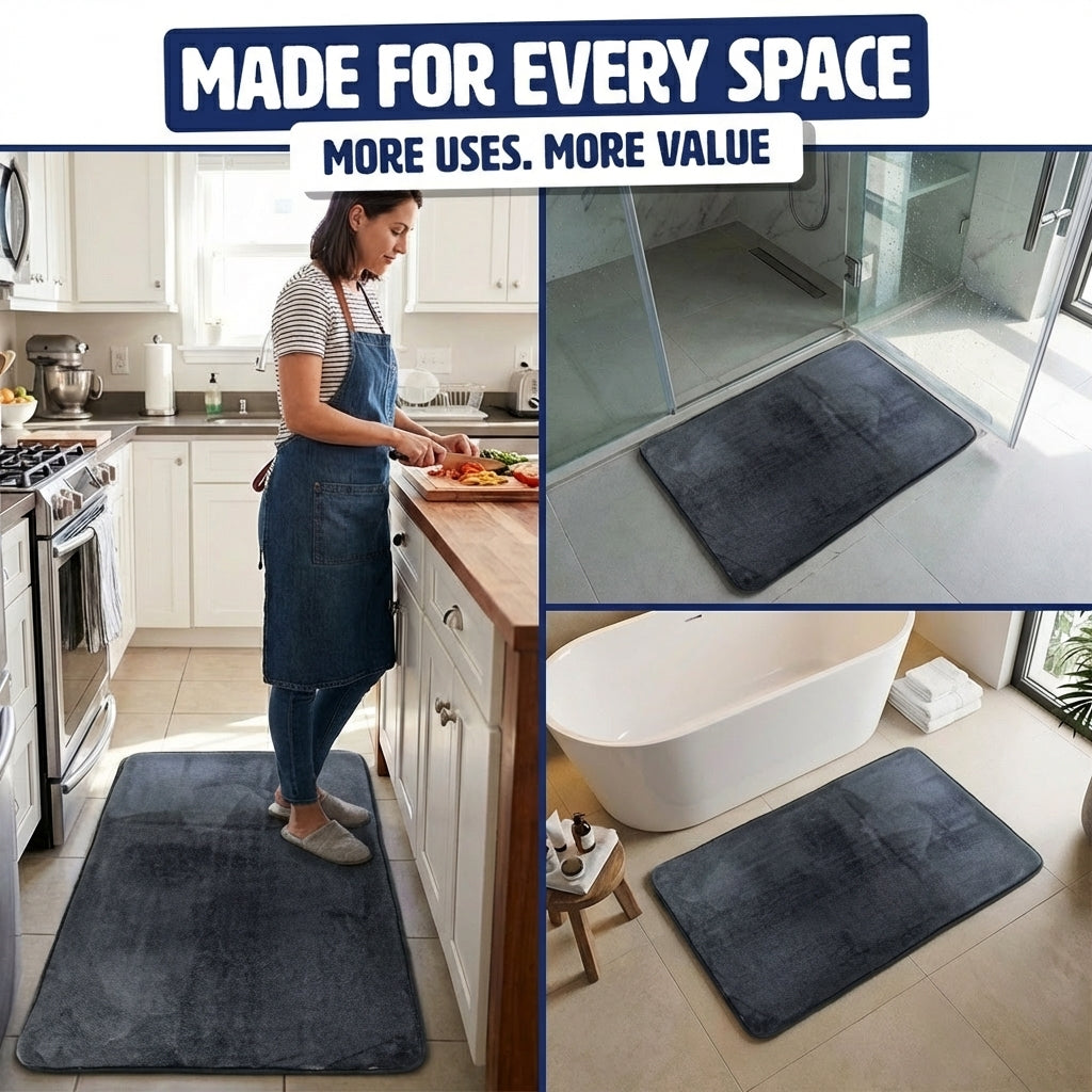 Muddymats® Memory Foam Bath Mat – Velvet Soft Non Slip Bathroom Rugs, Thick Absorbent Bath Rugs, Washable Bath Mat for Bathroom Floor and Shower