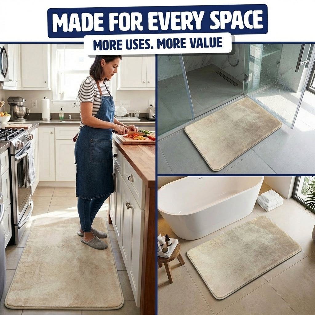 Muddymats® Memory Foam Bath Mat – Velvet Soft Non Slip Bathroom Rugs, Thick Absorbent Bath Rugs, Washable Bath Mat for Bathroom Floor and Shower