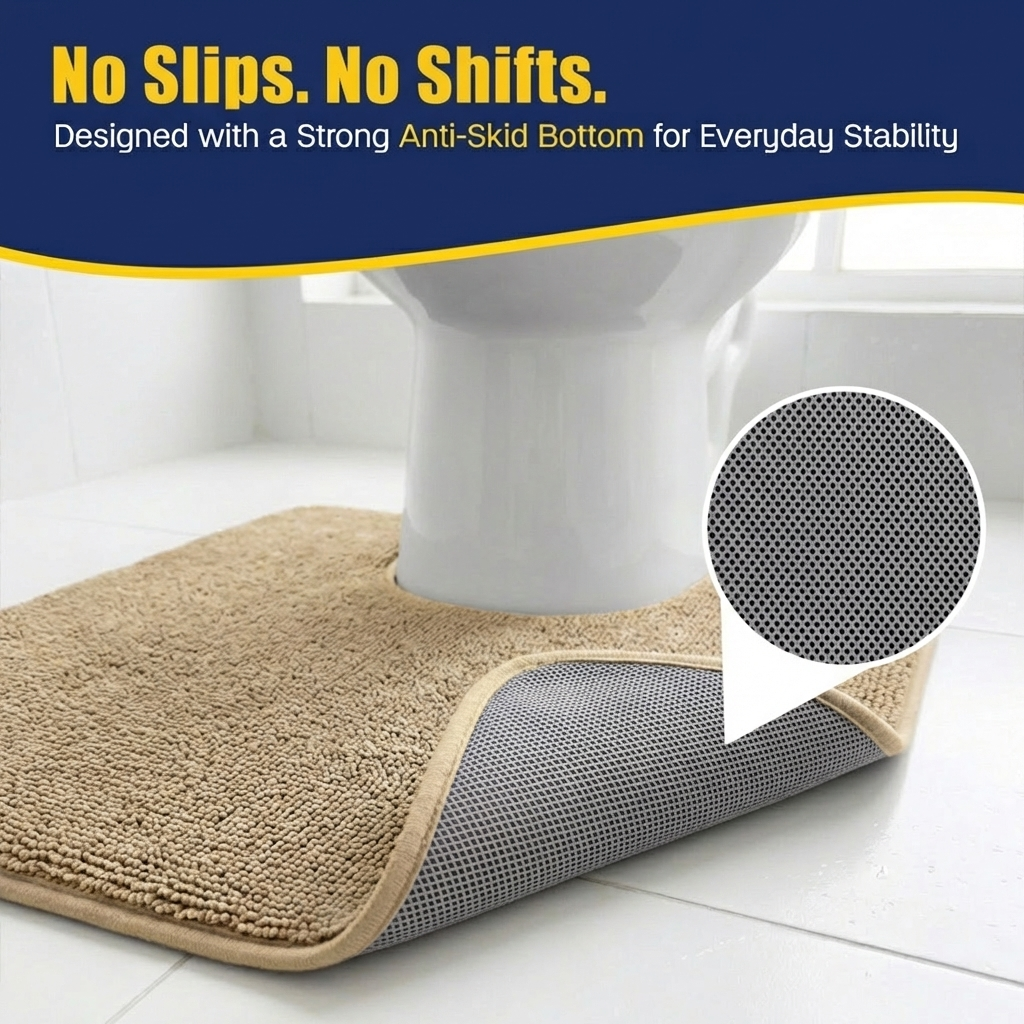 Muddymats® CloudStep Bathroom Rugs 2 Piece Set, Non Slip Bath Mats for Bathroom, Absorbent Memory Foam Chenille, Machine Washable Quick Dry Toilet Rug Set, 20"x30" + 20"x20" U-Shaped