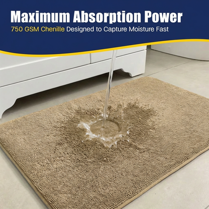 Muddymats® CloudStep Bathroom Rugs, Non Slip Bath Mats for Bathroom, Super Absorbent Memory Foam Chenille, Quick Dry Machine Washable Thick Toilet Rug for Shower Tub and Floor