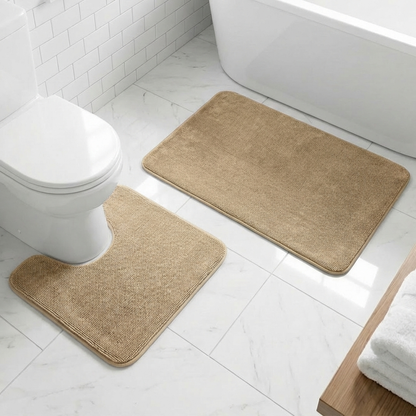 Muddymats® CloudStep Bathroom Rugs 2 Piece Set, Non Slip Bath Mats for Bathroom, Absorbent Memory Foam Chenille, Machine Washable Quick Dry Toilet Rug Set, 20"x30" + 20"x20" U-Shaped