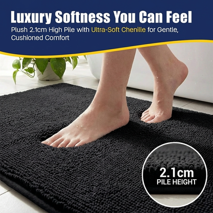 Muddymats® CloudStep Bathroom Rugs 2 Piece Set, Non Slip Bath Mats for Bathroom, Absorbent Memory Foam Chenille, Machine Washable Quick Dry Toilet Rug Set, 20"x30" + 20"x20" U-Shaped