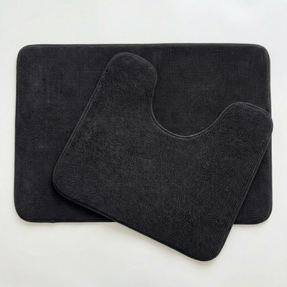 Muddymats® CloudStep Bathroom Rugs 2 Piece Set, Non Slip Bath Mats for Bathroom, Absorbent Memory Foam Chenille, Machine Washable Quick Dry Toilet Rug Set, 20"x30" + 20"x20" U-Shaped