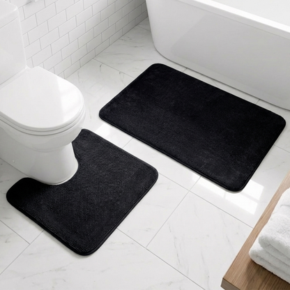 Muddymats® CloudStep Bathroom Rugs 2 Piece Set, Non Slip Bath Mats for Bathroom, Absorbent Memory Foam Chenille, Machine Washable Quick Dry Toilet Rug Set, 20"x30" + 20"x20" U-Shaped