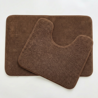 Muddymats® CloudStep Bathroom Rugs 2 Piece Set, Non Slip Bath Mats for Bathroom, Absorbent Memory Foam Chenille, Machine Washable Quick Dry Toilet Rug Set, 20"x30" + 20"x20" U-Shaped