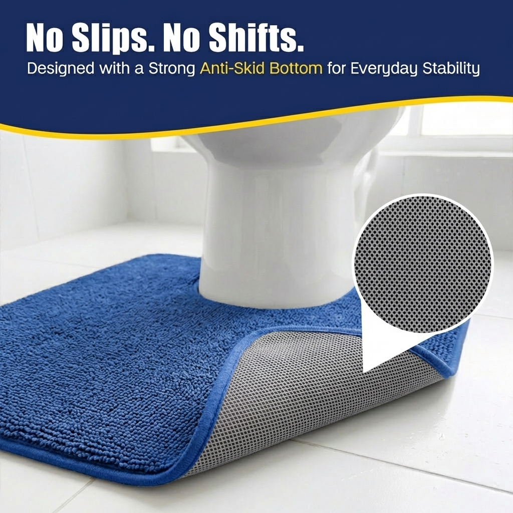 Muddymats® CloudStep Bathroom Rugs 2 Piece Set, Non Slip Bath Mats for Bathroom, Absorbent Memory Foam Chenille, Machine Washable Quick Dry Toilet Rug Set, 20"x30" + 20"x20" U-Shaped