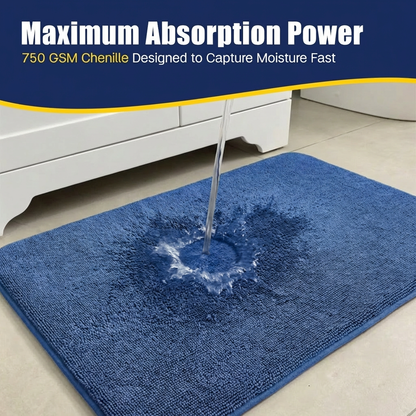Muddymats® CloudStep Bathroom Rugs, Non Slip Bath Mats for Bathroom, Super Absorbent Memory Foam Chenille, Quick Dry Machine Washable Thick Toilet Rug for Shower Tub and Floor