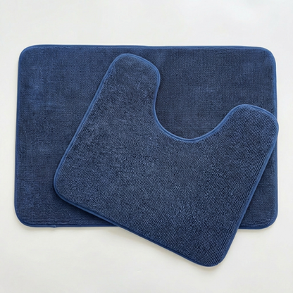Muddymats® CloudStep Bathroom Rugs 2 Piece Set, Non Slip Bath Mats for Bathroom, Absorbent Memory Foam Chenille, Machine Washable Quick Dry Toilet Rug Set, 20"x30" + 20"x20" U-Shaped