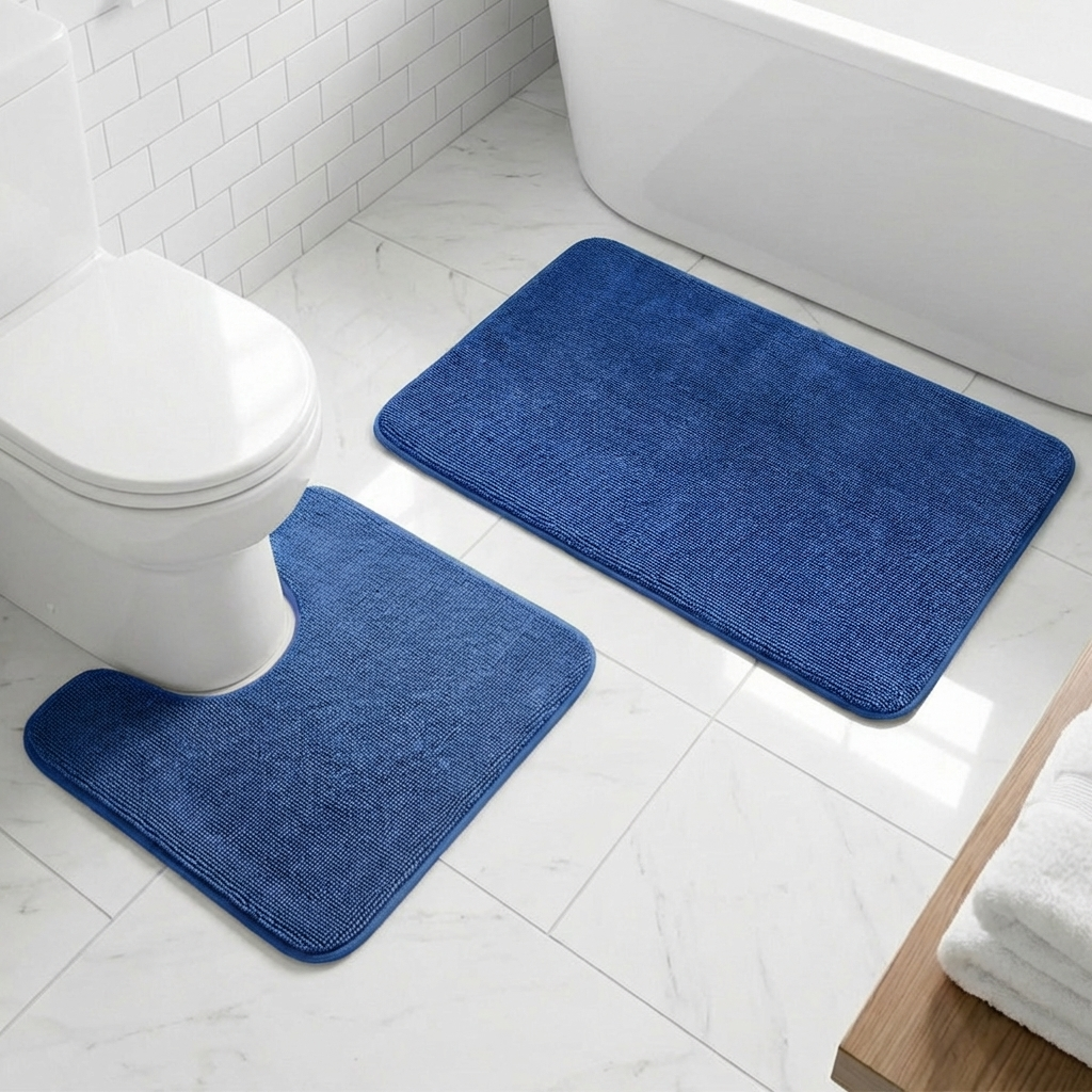 Muddymats® CloudStep Bathroom Rugs 2 Piece Set, Non Slip Bath Mats for Bathroom, Absorbent Memory Foam Chenille, Machine Washable Quick Dry Toilet Rug Set, 20"x30" + 20"x20" U-Shaped