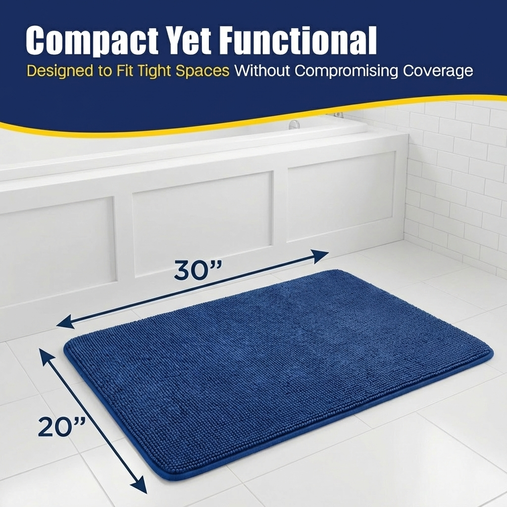 Muddymats® CloudStep Bathroom Rugs, Non Slip Bath Mats for Bathroom, Super Absorbent Memory Foam Chenille, Quick Dry Machine Washable Thick Toilet Rug for Shower Tub and Floor