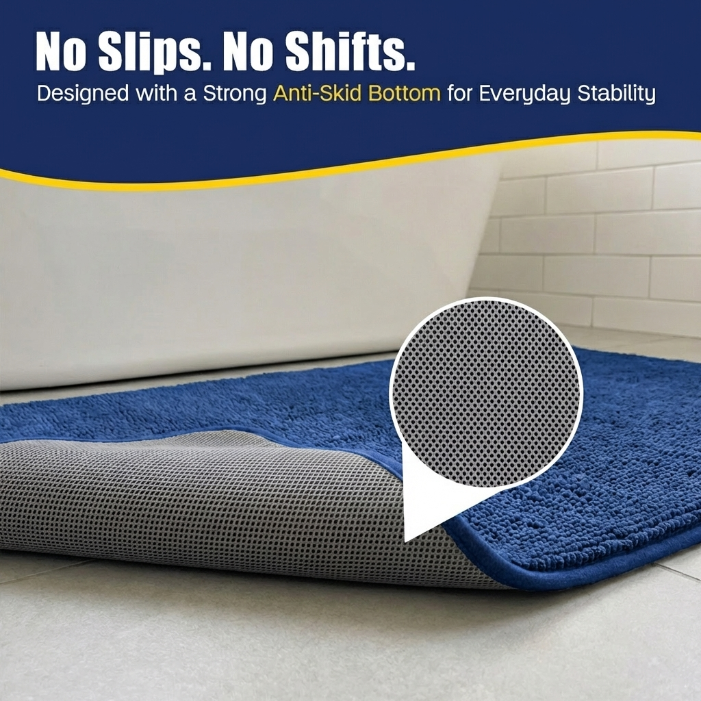 Muddymats® CloudStep Bathroom Rugs, Non Slip Bath Mats for Bathroom, Super Absorbent Memory Foam Chenille, Quick Dry Machine Washable Thick Toilet Rug for Shower Tub and Floor