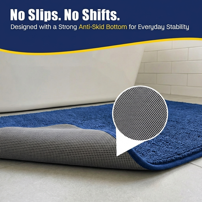 Muddymats® CloudStep Bathroom Rugs, Non Slip Bath Mats for Bathroom, Super Absorbent Memory Foam Chenille, Quick Dry Machine Washable Thick Toilet Rug for Shower Tub and Floor