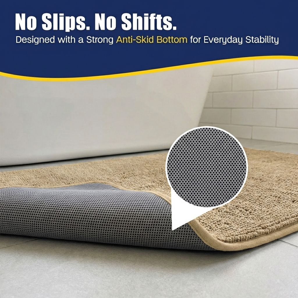 Muddymats® CloudStep Bathroom Rugs, Non Slip Bath Mats for Bathroom, Super Absorbent Memory Foam Chenille, Quick Dry Machine Washable Thick Toilet Rug for Shower Tub and Floor