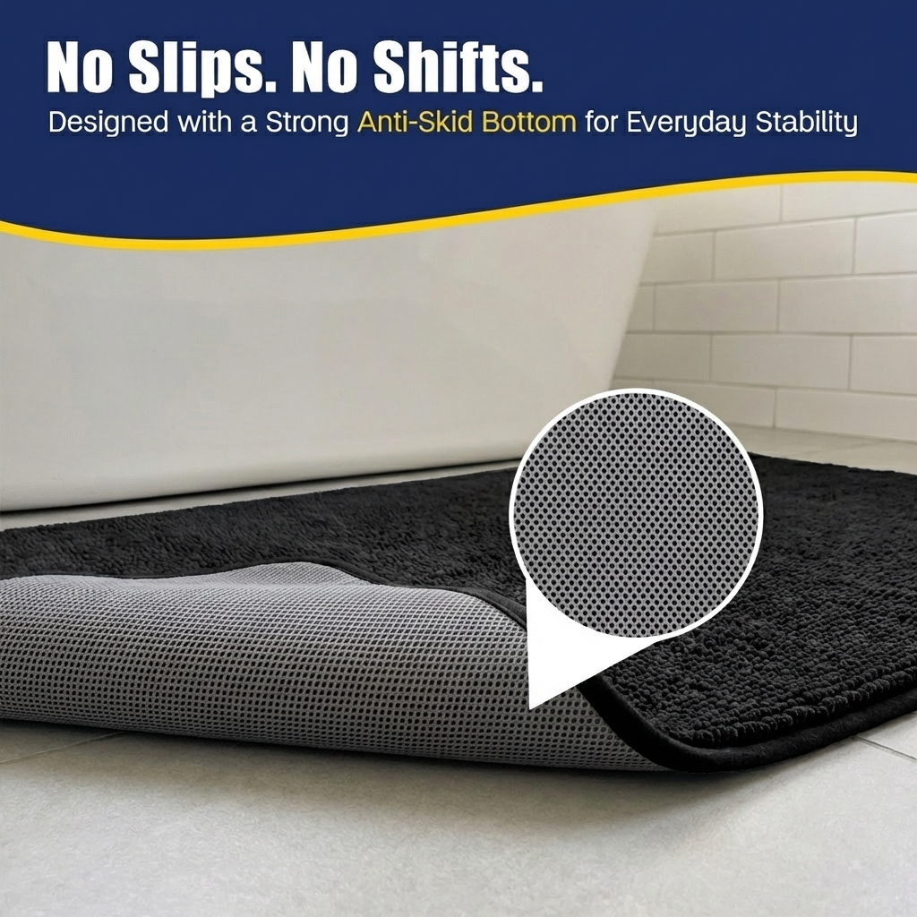 Muddymats® CloudStep Bathroom Rugs, Non Slip Bath Mats for Bathroom, Super Absorbent Memory Foam Chenille, Quick Dry Machine Washable Thick Toilet Rug for Shower Tub and Floor