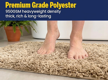 Muddymats® Fluffy Bathroom Rugs 2 Piece Set, Soft Absorbent Microfiber Bath Mats, Non Slip, Quick Dry, Machine Washable for Floor, Tub, Shower & Toilet, 20"x30" + 20"x20" U-Shaped