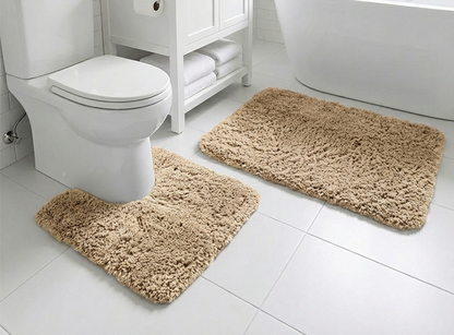 Muddymats® Fluffy Bathroom Rugs 2 Piece Set, Soft Absorbent Microfiber Bath Mats, Non Slip, Quick Dry, Machine Washable for Floor, Tub, Shower & Toilet, 20"x30" + 20"x20" U-Shaped