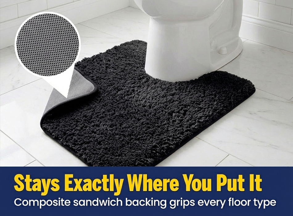 Muddymats® Fluffy Bathroom Rugs 2 Piece Set, Soft Absorbent Microfiber Bath Mats, Non Slip, Quick Dry, Machine Washable for Floor, Tub, Shower & Toilet, 20"x30" + 20"x20" U-Shaped