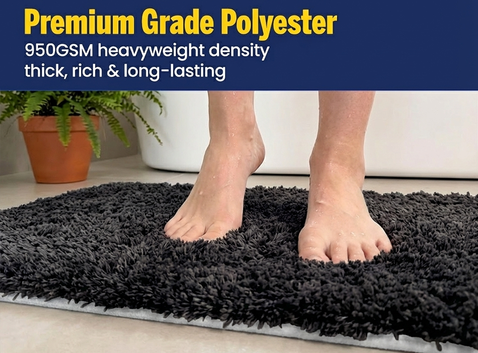 Muddymats® Fluffy Bathroom Rugs 2 Piece Set, Soft Absorbent Microfiber Bath Mats, Non Slip, Quick Dry, Machine Washable for Floor, Tub, Shower & Toilet, 20"x30" + 20"x20" U-Shaped
