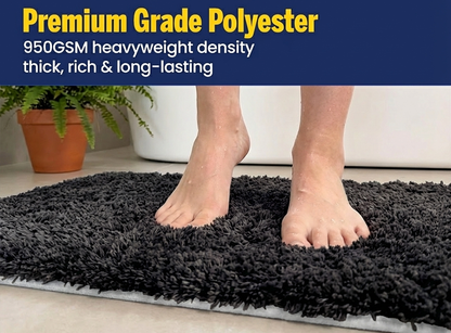Muddymats® Fluffy Bathroom Rug, Soft Absorbent Microfiber Bath Mat, Non Slip, Quick Dry, Machine Washable for Bathroom Floor, Tub, Shower, Toilet and Sink