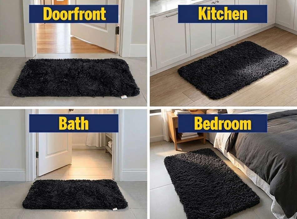 Muddymats® Fluffy Bathroom Rugs 2 Piece Set, Soft Absorbent Microfiber Bath Mats, Non Slip, Quick Dry, Machine Washable for Floor, Tub, Shower & Toilet, 20"x30" + 20"x20" U-Shaped