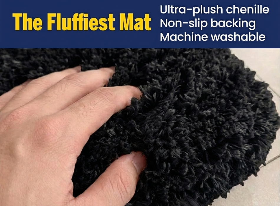 Muddymats® Fluffy Bathroom Rugs 2 Piece Set, Soft Absorbent Microfiber Bath Mats, Non Slip, Quick Dry, Machine Washable for Floor, Tub, Shower & Toilet, 20"x30" + 20"x20" U-Shaped