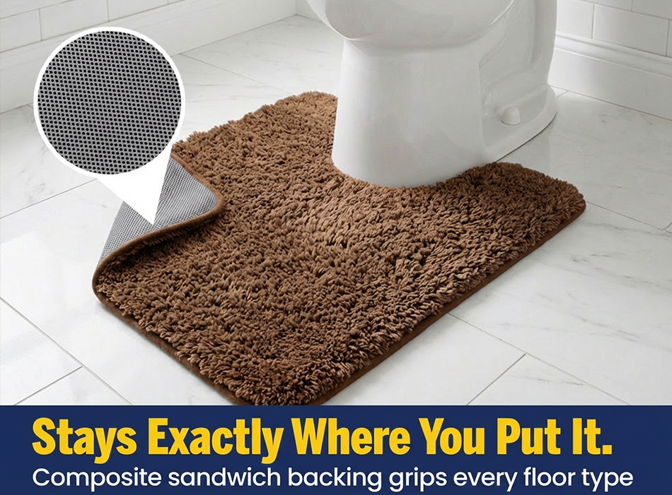 Muddymats® Fluffy Bathroom Rugs 2 Piece Set, Soft Absorbent Microfiber Bath Mats, Non Slip, Quick Dry, Machine Washable for Floor, Tub, Shower & Toilet, 20"x30" + 20"x20" U-Shaped