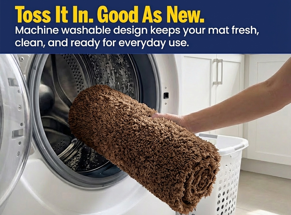 Muddymats® Fluffy Bathroom Rug, Soft Absorbent Microfiber Bath Mat, Non Slip, Quick Dry, Machine Washable for Bathroom Floor, Tub, Shower, Toilet and Sink