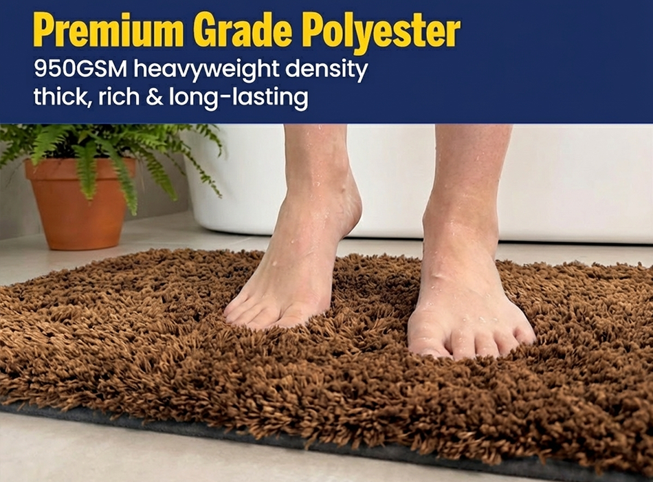 Muddymats® Fluffy Bathroom Rugs 2 Piece Set, Soft Absorbent Microfiber Bath Mats, Non Slip, Quick Dry, Machine Washable for Floor, Tub, Shower & Toilet, 20"x30" + 20"x20" U-Shaped