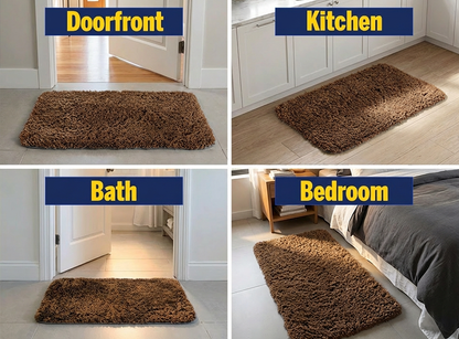 Muddymats® Fluffy Bathroom Rugs 2 Piece Set, Soft Absorbent Microfiber Bath Mats, Non Slip, Quick Dry, Machine Washable for Floor, Tub, Shower & Toilet, 20"x30" + 20"x20" U-Shaped
