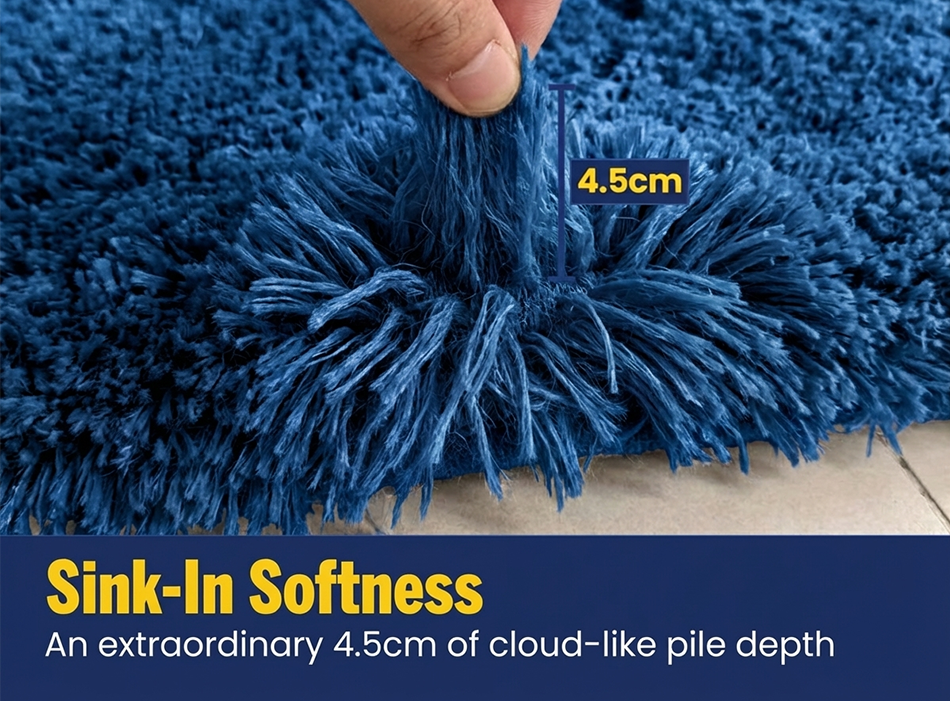 Muddymats® Fluffy Bathroom Rugs 2 Piece Set, Soft Absorbent Microfiber Bath Mats, Non Slip, Quick Dry, Machine Washable for Floor, Tub, Shower & Toilet, 20"x30" + 20"x20" U-Shaped
