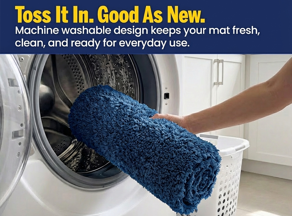 Muddymats® Fluffy Bathroom Rugs 2 Piece Set, Soft Absorbent Microfiber Bath Mats, Non Slip, Quick Dry, Machine Washable for Floor, Tub, Shower & Toilet, 20"x30" + 20"x20" U-Shaped